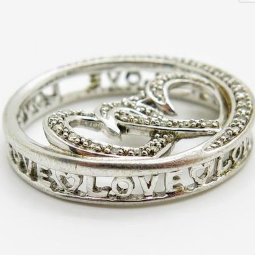 Real Diamond Two Love Hearts Large Slide Pendant
